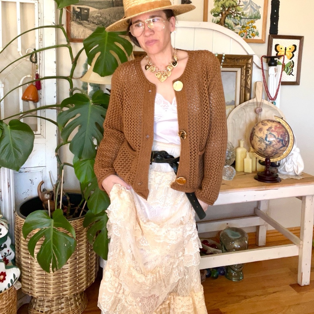 New! Cottage Lace  “Prairie Song” Sheer Tiered Lace Maxi Skirt